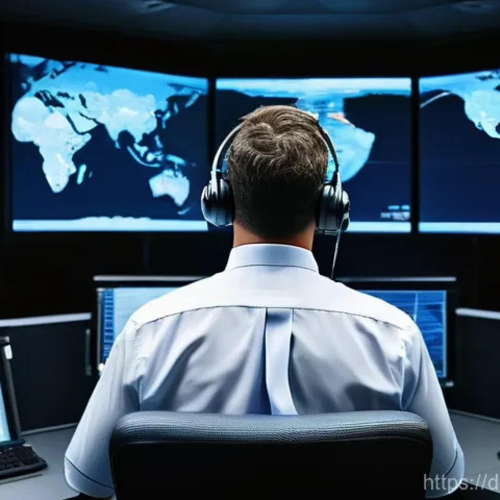 항공운항관리사 항공법 개요 - **A detailed, realistic portrayal of a male flight dispatcher in his late 30s, wearing a neat profes...