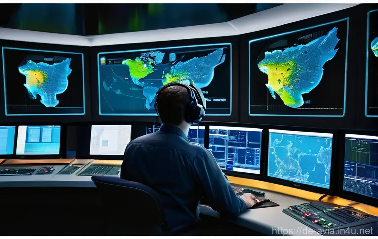 항공운항관리사 항공 사고 예방 - **Prompt:** A highly detailed, realistic image of a modern German air traffic control center (e.g., ...