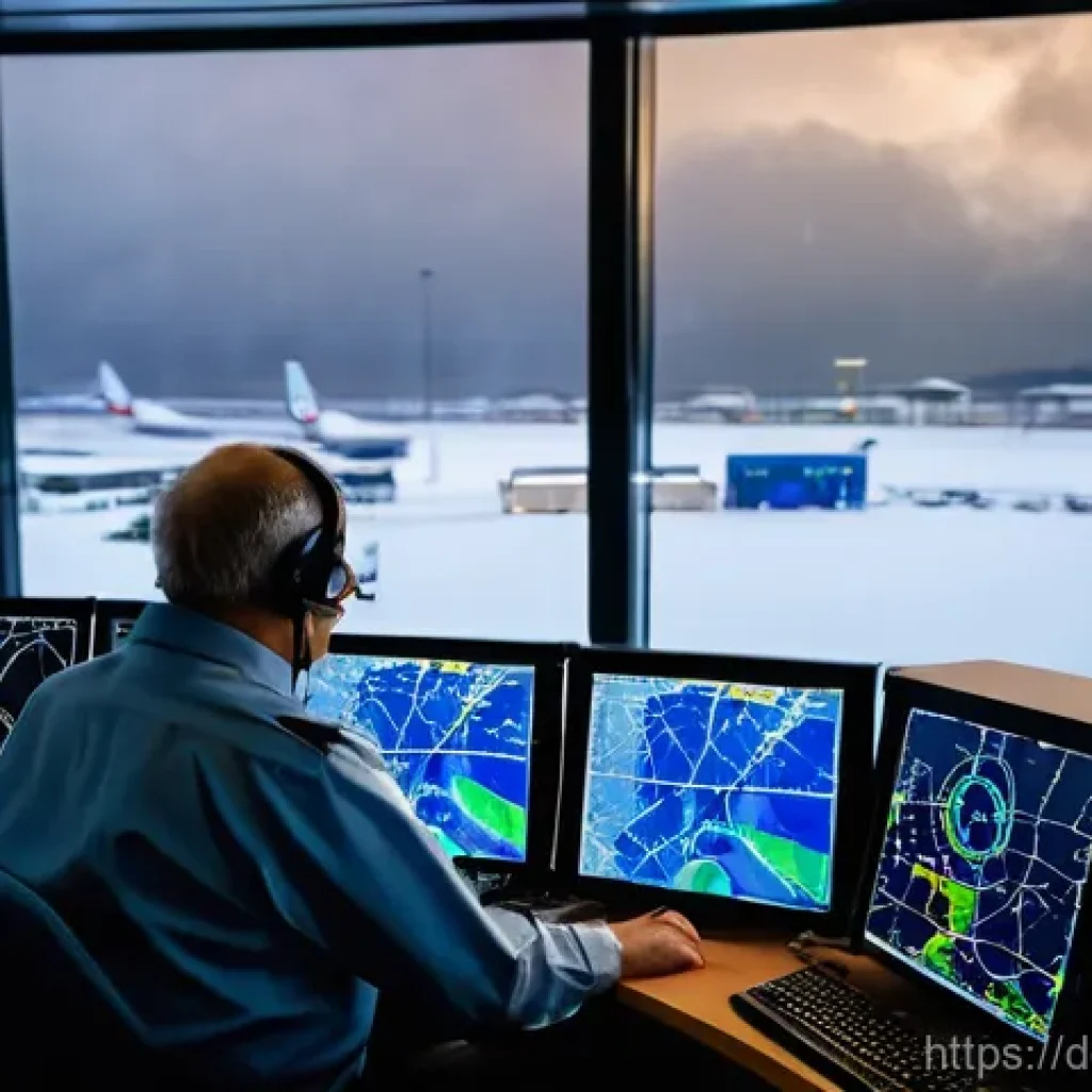 항공운항관리사 경력직 지원 - **Prompt 1: Crisis Management in a Winter Storm**
    "A photorealistic image of an experienced male...