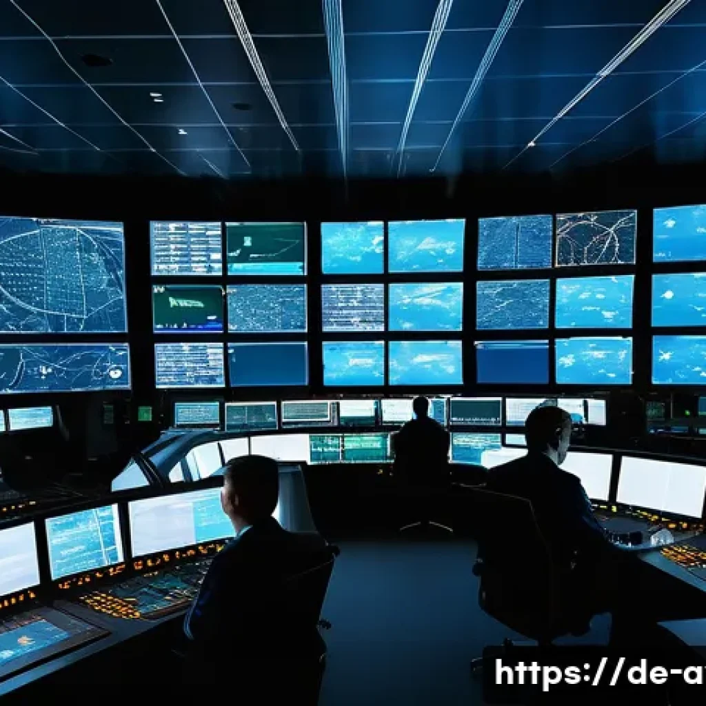 항공운항관리사와 타 직업 비교 - A detailed image of an air traffic control center in Germany, showing a diverse team of flight contr...