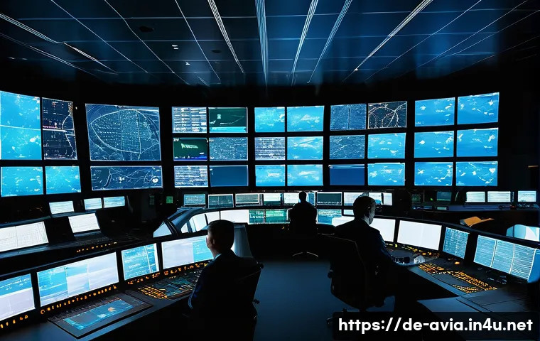 항공운항관리사와 타 직업 비교 - A detailed image of an air traffic control center in Germany, showing a diverse team of flight contr...