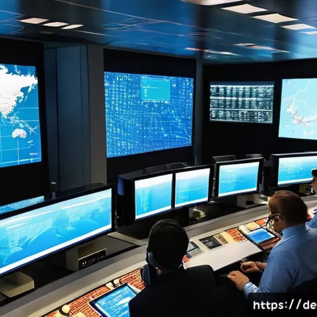 항공운항관리사 추가 교육 과정 - A modern air traffic control center featuring diverse air traffic controllers working collaborativel...