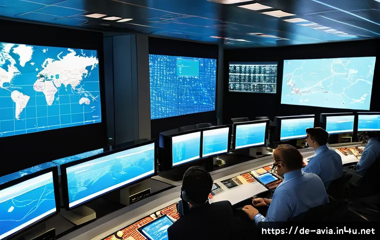항공운항관리사 추가 교육 과정 - A modern air traffic control center featuring diverse air traffic controllers working collaborativel...