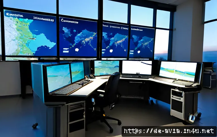 항공운항관리사 업무 효율성 향상 - Photorealistic European airport operations control room in Germany, an experienced flight operations...
