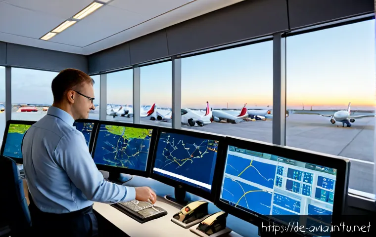 Home 17 항공운항관리사 AI 활용 가능성 - Photorealistic European airport operations control room in Germany, a focused flight operations mana...